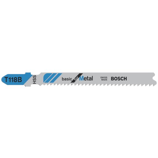 BOSCH szúrófűrészlap T118B - HSS, mart hullámos fogazás, Fémek 2,5-6 mm, ( L92mm/TS1,9-2,3)