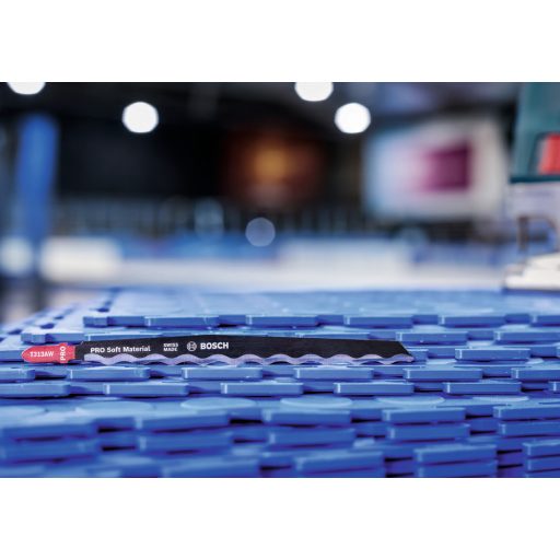 BOSCH szúrófűrészlap T313AW - HCS Bőr-gumilemez-polisztirol-karton ( L152mm/hullámos penge) PUHA ANYAGOK VÁGÁSÁHOZ!