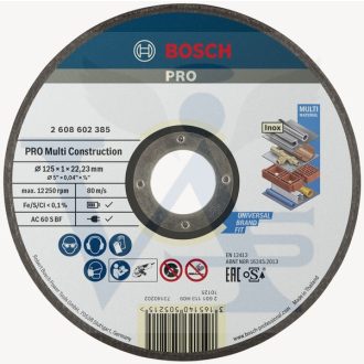   BOSCH vágókorong 125x1,00mm - Pro_Multi-Construction, Inox, színesfémek, gránit, márvány, Pvc (AC 60 S BF) AKCIÓ!