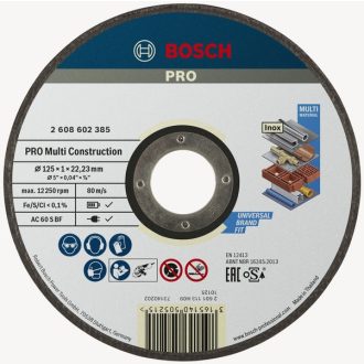  BOSCH vágókorong 125x1,00mm - Pro_Multi-Construction, Inox, színesfémek, gránit, márvány, Pvc (AC 60 S BF) AKCIÓ!