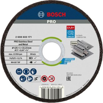   BOSCH vágókorong 125x1,00mm - Standard for INOX Rapido, ACÉL +30%-al hosszabb élettartam (W60 T BF) AKCIÓ!
