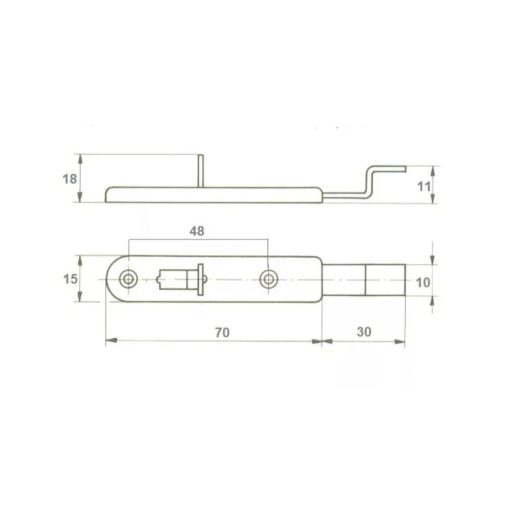 Bútortolózár   70mm hajlított NIKKEL  - TB9607E