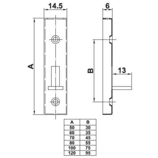 Bútortolózár   80mm/368 egyenes AMIG  - Rézbevonatos