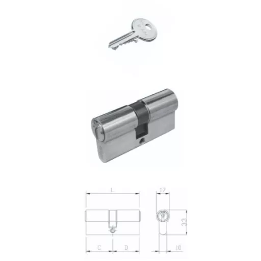 Cilinder zárbetét 3-kulcs F-5   21x21 ISEO - FOGAZOTT