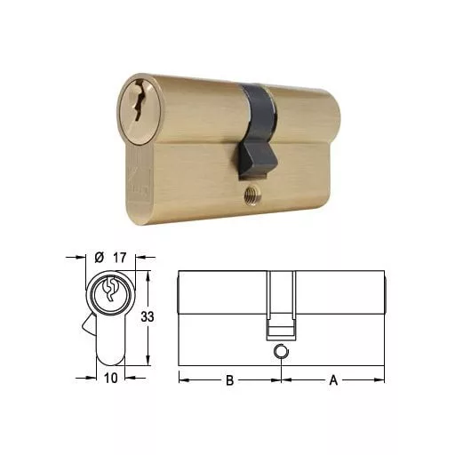Cilinder zárbetét 3-kulcs  30x30 ELZETT  N°751/00 fogazott kulcsos
