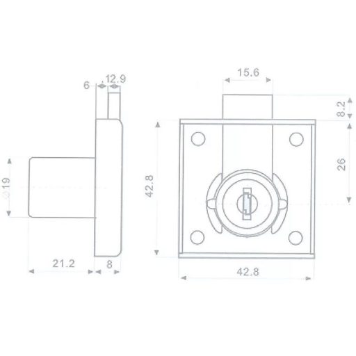 Bútorzár rászegző Cilinderes 25mm CL-10 - ANBO, króm (műanyag kulcsfej)