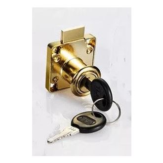   Bútorzár rászegző Cilinderes 22mm 138-22 - ANBO, rezezett (műanyag kulcsfej)