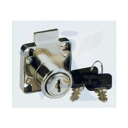 Bútorzár rászegző Cilinderes 22mm FL138-22KA - ANBO, króm, Azonos_zárlat (műanyag kulcsfej)