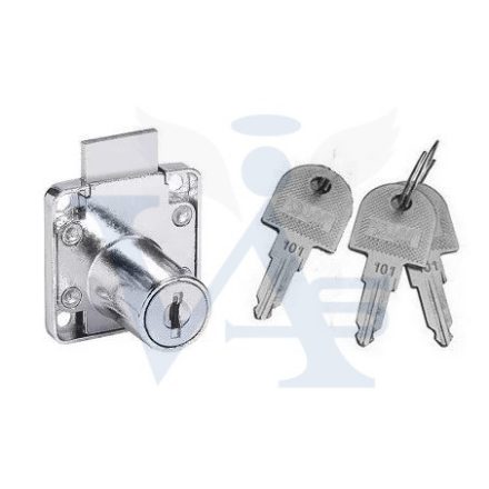 Bútorzár rászegző Cilinderes 22mm FL138-22 - ANBO, króm (55-10, fém kulcsfej)