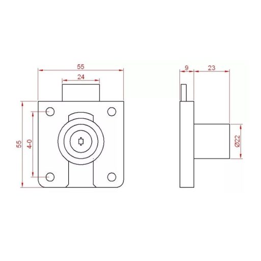 Bútorzár rászegző Cilinderes 20-45mm FL206 - ANBO, króm, állítható (műanyag kulcsfej)
