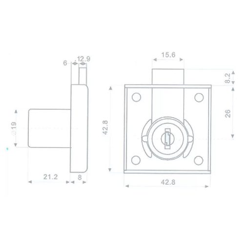 Bútorzár rászegző Cilinderes 25mm CL-10 - ANBO, króm (fém kulcsfej)