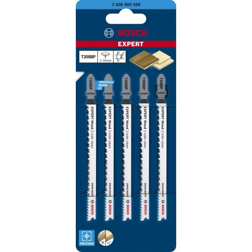 BOSCH szúrófűrészlap T308BP - EXPERT-BIM, precíziós köszörült , Munkalap 5-50 mm, ( L117mm/TS2,2)