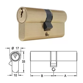   Cilinder zárbetét 15-kulcs  30x30  ELZETT  N°751/00 fogazott kulcsos