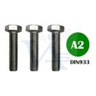 Csavar hatlapú-A2 DIN933 M  8x  16 TM  - Tövigmenet INOX ROZSDAMENTES