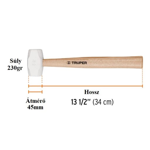 TRUPER gumi kalapács 45mm 226gr MH-8 (fehér, lakkozott FA-nyél)
