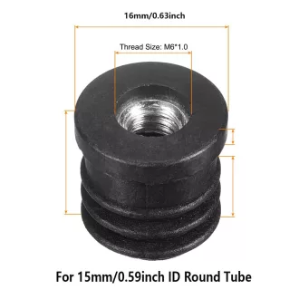   Csőszelvény-dugó-betétanya 1/2"x M-  8 - Fekete M-  8 belsőmenettel