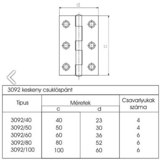 Csuklóspánt 3092/ 50x30mm keskeny NATÚR