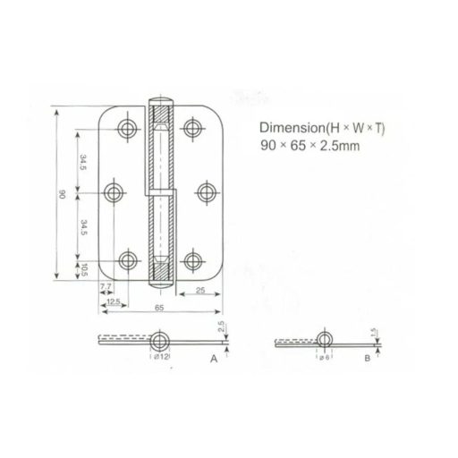 Csuklóspánt-A2 ANBO /  90mm INOX -   90x  65x2,5mm SH3008 (JOBBOS!)