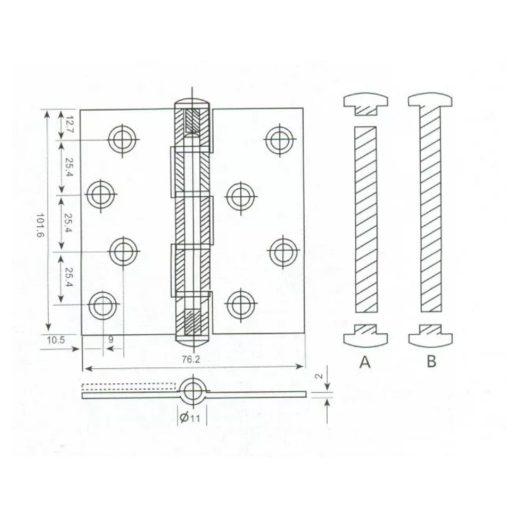 Csuklóspánt-A2 ANBO /100mm INOX - 100x  75x2,0mm SH1002