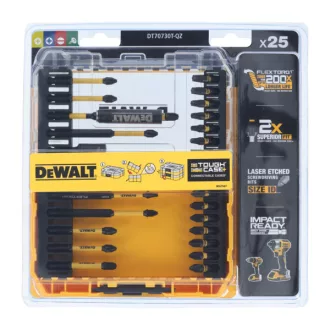   DEWALT Bitfej készlet DT70730T-QZ - 25 részes, FlexTORQ, TOUGH CASE+
