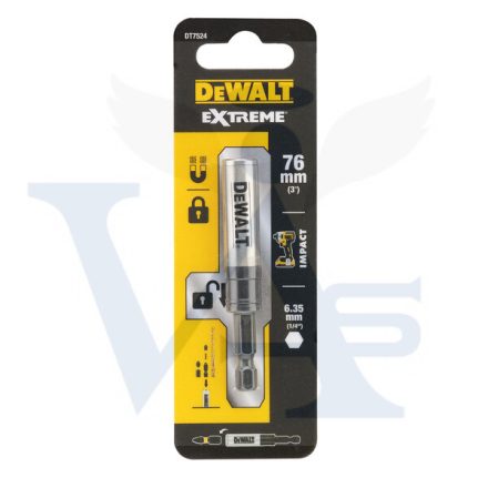 DEWALT Gépi bitfej-tartó   76mm- 1/4"  DT7524-QZ - IPARI-erős mágnessel, biztosítható (ütvecsavarozókhoz is!)