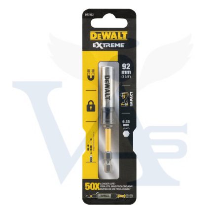 DEWALT Gépi bitfej-tartó   92mm- 1/4"  DT7522-QZ - IPARI-erős mágnessel, biztosítható és torziós zónával (ütvecsavarozókhoz is!)