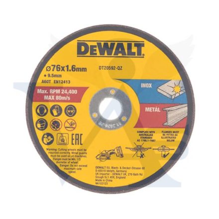 DEWALT vágókorong   76x1,60x9,5mm DT20592-QZ - EXTREME nagy teljesítményű! AKCIÓ!