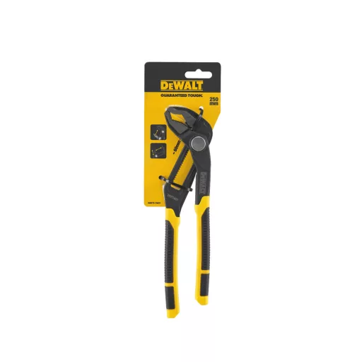 DEWALT vízpumpafogó 250mm nyomógombos DWHT0-74431 - Kovácsolt acél, ERGO plasztik-nyél
