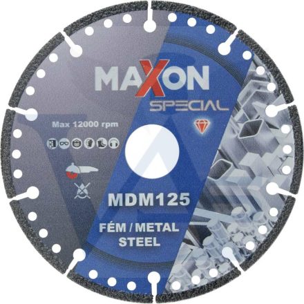 DIATECH gyémánt FÉM-vágótárcsa MAXON 125x22,2x  2,3mm (Kifejezetten vas, acél és rozsdamentes anyag vágásához) 12.000/ford