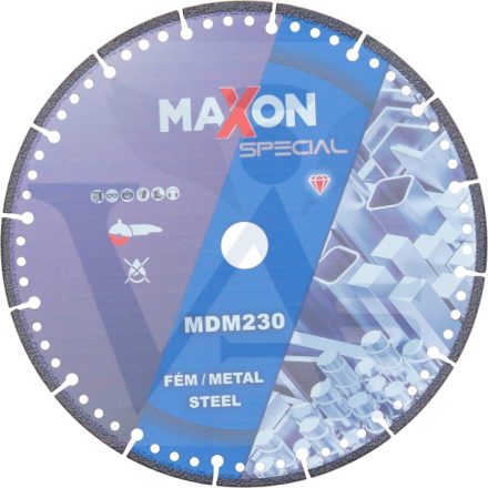 DIATECH gyémánt FÉM-vágótárcsa MAXON 230x22,2x  2,3mm (Kifejezetten vas, acél és rozsdamentes anyag vágásához) 10.000/ford