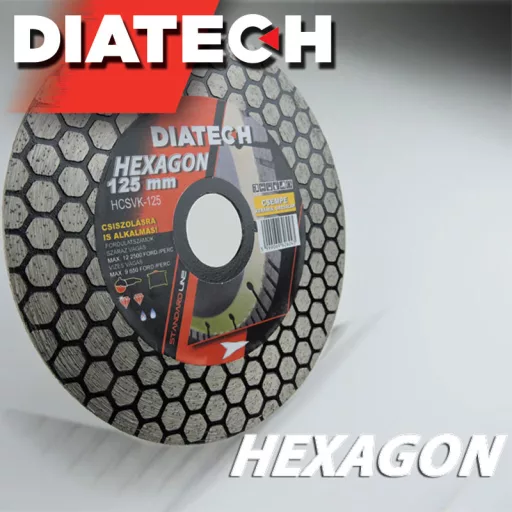 DIATECH gyémánt vágó és csiszolótárcsa HEXAGON 125mm (csempe, kerámia, gresslap vágásához és csiszolásához) AKCIÓ!
