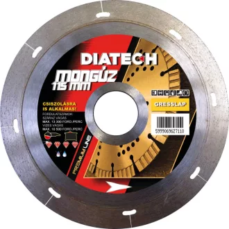   DIATECH gyémánt vágótárcsa MONGÚZ 115x22,2x  5,0mm (Főleg greslap, gránitlap, kerámia vágásához, Csiszolásra is alkalmas!)