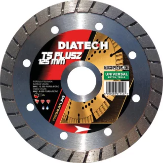   DIATECH gyémánt vágótárcsa TS-PLUSZ 125x22,2x10,0mm (Építőipari anyagok, burkolóanyagok, vasalt beton vágásához)
