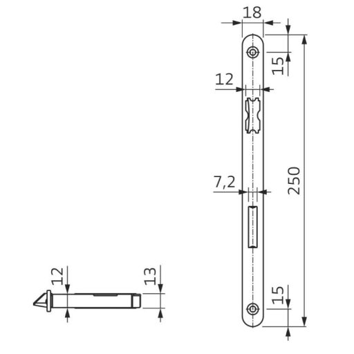 Bevésőzár N°50/90-K - DORMAKABA (GEGE) Kulcsos (121/KB)
