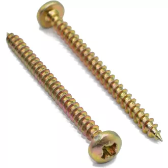 Faforgácslap-csavar  6,0x120 D-FEJ  - SÁRGA-HORGANYZOTT