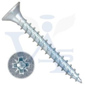   Faforgácslap-csavar 4,0x  40 Süllyesztett-Fejű - FEHÉR -Horganyzott PZ-2 Tövigmenet