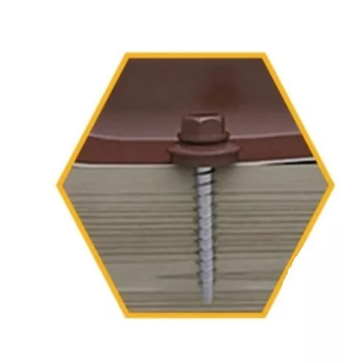 Lemezcsavar RAL 4,8x 19,0mm EPDM RAL8017  - ÖNFÚRÓ-FÉM HATL. DIN7504/K (csokoládébarna)