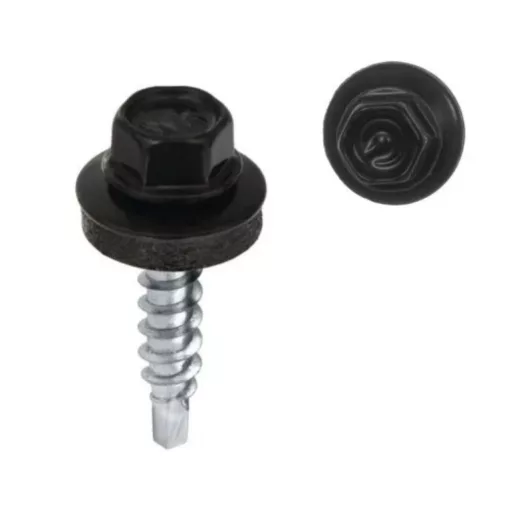 Lemezcsavar RAL 4,8x 19,0mm EPDM RAL9005 - ÖNFÚRÓ-FÉM HATL. DIN7504/K (mélyfekete)