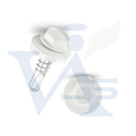 Lemezcsavar RAL 5,5x 25,0mm EPDM RAL9010 - ÖNFÚRÓ-FÉM HATL. DIN7504/K (tiszta fehér)
