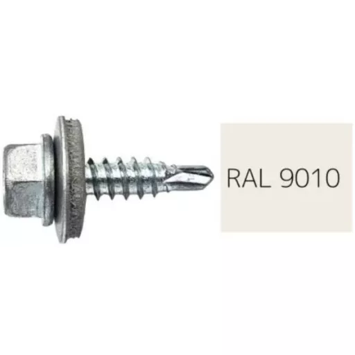 Lemezcsavar RAL 5,5x 25,0mm EPDM RAL9010 - ÖNFÚRÓ-FÉM HATL. DIN7504/K (tiszta fehér)
