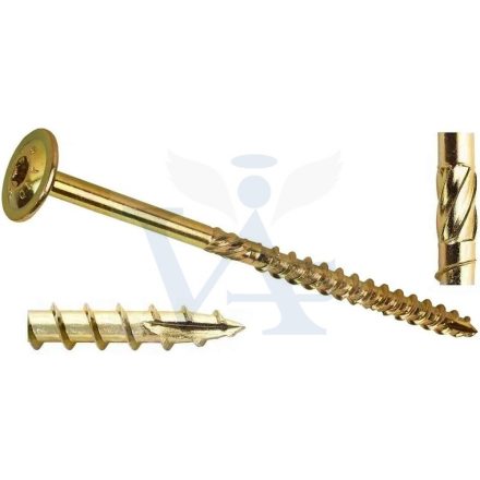 Ácsszerkezeti csavar, lapos peremes fejjel   5x  50mm -  Tx25, SÁRGA Horganyzott