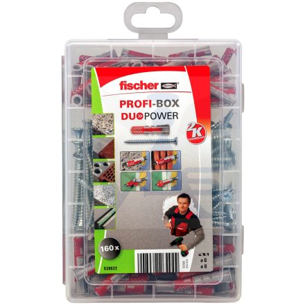 FISCHER tipli készlet 160db DUOPOWER Profi Box (csavarral) 