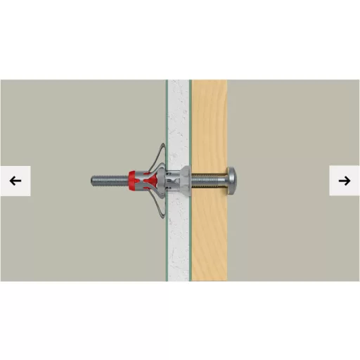 FISCHER üreges fémdűbel-DuoHM   6x55mm - TX meghajtás, D-fejű csavarral, Minősített (molly, szerszám nélküli használathoz!)