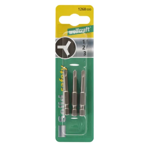Gépi bit-fej TRI-WING készlet TW 1-2-3x50mm 1/4" - WOLFCRAFT Ferde 3 ágú-bitfej
