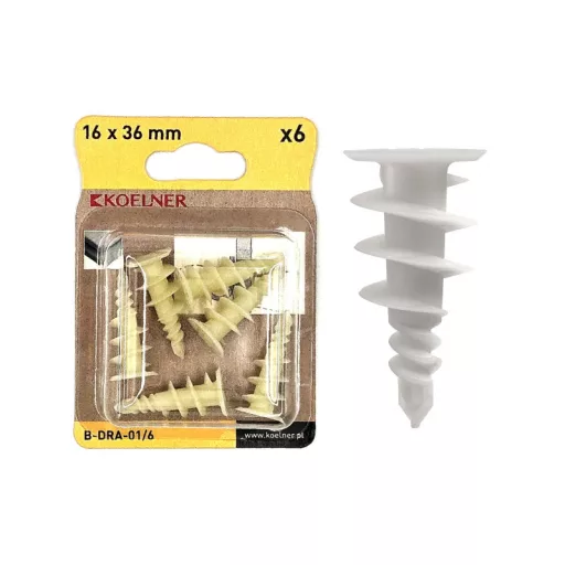 Gipszkartontipli ÖNFÚRÓ 16x36mm DRA-01     - Csavarmenetű műanyag DRA-01